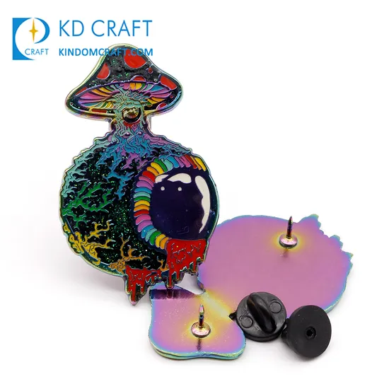 Custom Design Metal Hard Enamel Rainbow Plated Cmyk Lapel Pin Badge with Clear Animal Iridescent Enamel Pin with Coating Polish