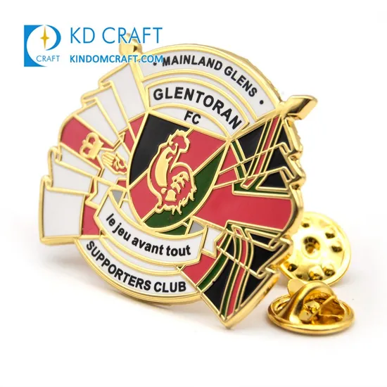 Custom Metal Team Soccer Club Lapel Pin Athletic Logo Gold Plated Hard Enamel Spanish Wholesale Football Pin Badges