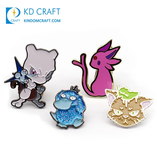 Design Metal Zinc Alloy Glitter Brooch Badge Cartoon Animal Fish Cat Dog Soft Hard Lapel Enamel Pin Custom with Backing Card