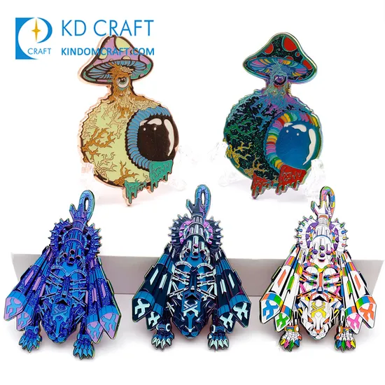 Design Metal Zinc Alloy Glitter Brooch Badge Cartoon Animal Fish Cat Dog Soft Hard Lapel Enamel Pin Custom with Backing Card