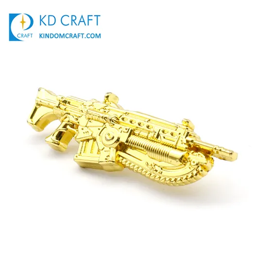 High Quality Personalized Custom Embossed 3D Military Pins Badge Shiny Gold Plating Souvenir Metal Gun Lapel Pin No Minimum