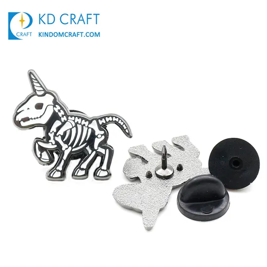 Manufacturer Custom Shaped Metal Hard Enamel Black Nickel Plated Hat Horror Anatomy Gothic Skeleton Lapel Pin Badge