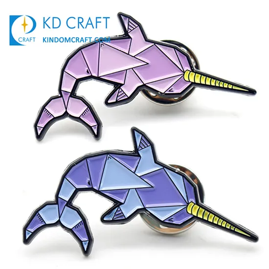 Unique Design Custom Metal Cartoon Cute Animal Baby Fish Mermaid Whale Dolphin Jellyfish Badge Hard Soft Enamel Lapel Fish Pin