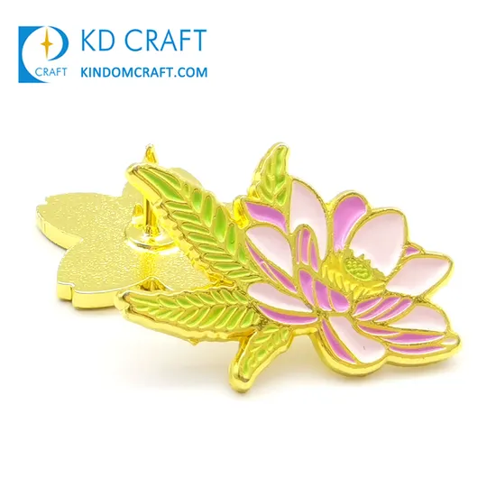 Unique Design Personalized Custom Metal Zinc Alloy Hard Enamel Spin Spinning Sunflower Floral Gold Flower Lapel Pin Badge for Decoration