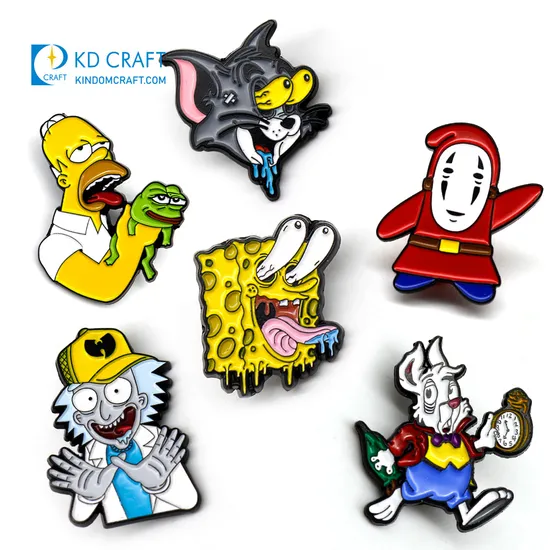 Wholesale Bulk Cheap Customized Metal Soft Hard Enamel Glitter Cute Cartoon Lapel Badge Logo Custom Hat Pin for Sale