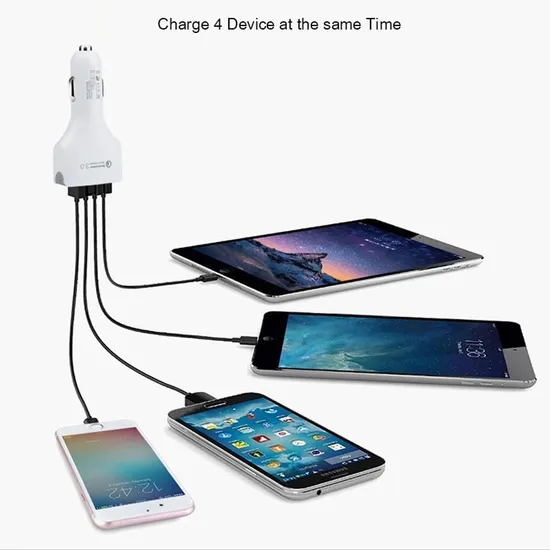 3.0 Quick Charge 4 Ports Fast Charging Car Phone Charger for Samsung Xiaomi iPhone Car Mobile Phone Charger