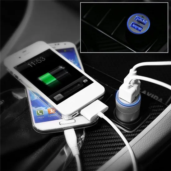 Dual Port USB Car Charger Mini Universal Fast Smart Car-Charger for Apple iPhone