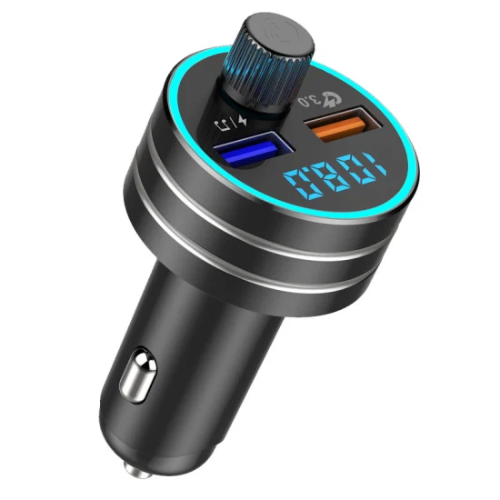 USB Car Charger Quick Charge 3.0 Dual USB Mobile Car Phone Charger with Bluetooth 5.0 FM Transmitter Handfree MP3 Card