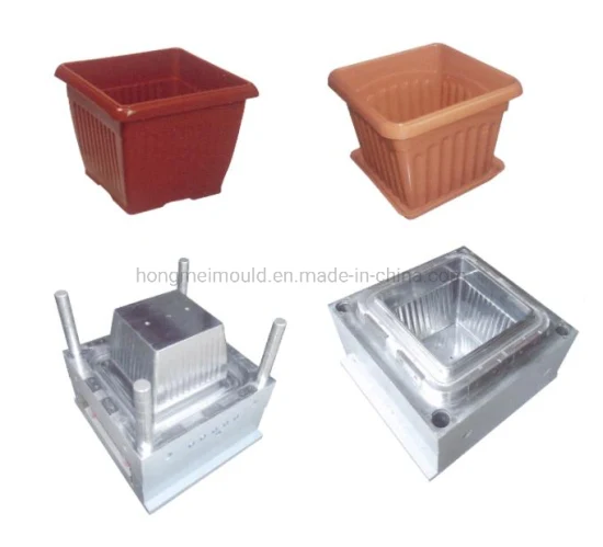 China Cheap PP Plastic Square / Rectangle Garden Flower Pot Injection Mold Maker