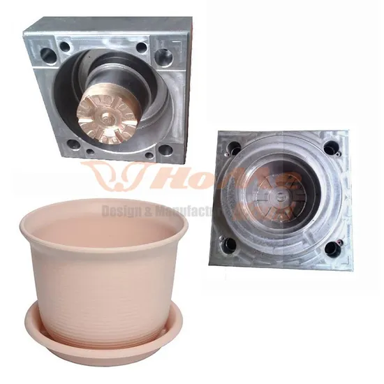 Hot Selling 2 Cavity Plastic Flower Pot Injection Mould in Door High Quality with Low Price