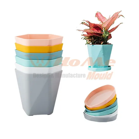 Plastic Injection Flowerpot Tray Mold Manufacturer Round Flower Pot Shelf Mould