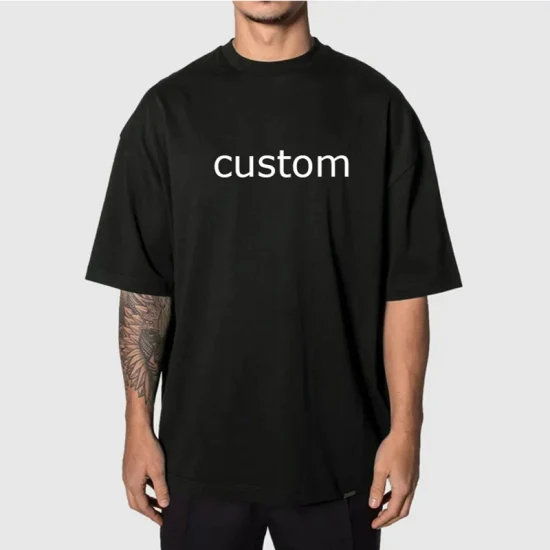 Custom Design Tshirts Men′s Tshirt Streetwear Oversized Rib Crewneck Drop Shoulder Heavyweight T Shirt for Men