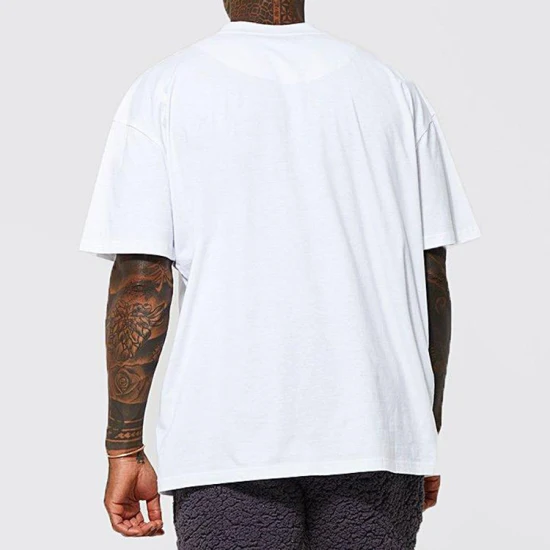 Custom High Quality Men Mock Neck Plus Size T-Shirt 100% Cotton Heavyweight Luxury Drop Shoulder Blank T-Shirt for Men