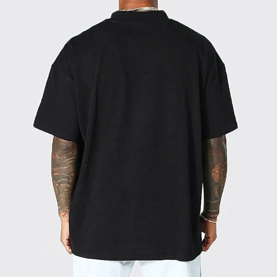 Custom Logo design Men′s T Shirt 100% Cotton Oversized T Shirt Heavyweight Luxury Quality Drop Shoulder Black T Shirt for Men