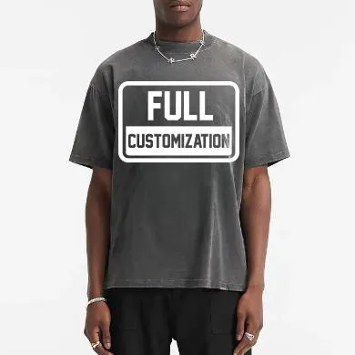 Men′s Oversized Drop Shoulder Tshirt Custom Logo Heavyweight Streetwear Acid Washed Distressed Tshirts for Men