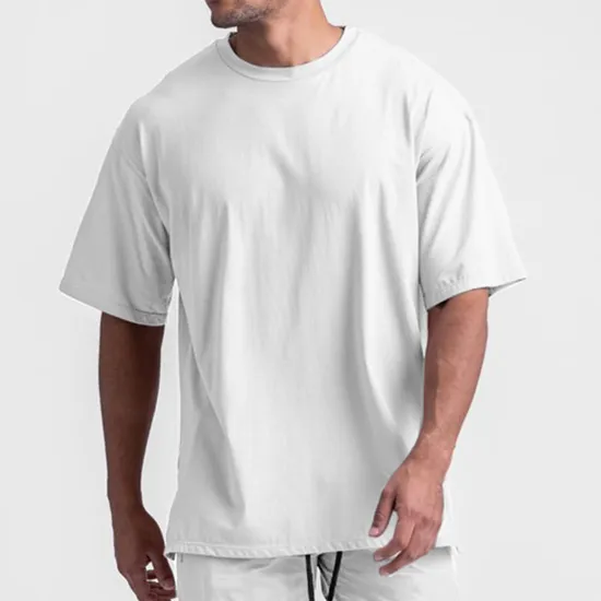 Men′s T-Shirt 100% Cotton Blank T Shirts High Quality Oversized Custom Logo Design Wholesale Drop Shoulder Blank Gym Fitness T Shirts for Men Stylish