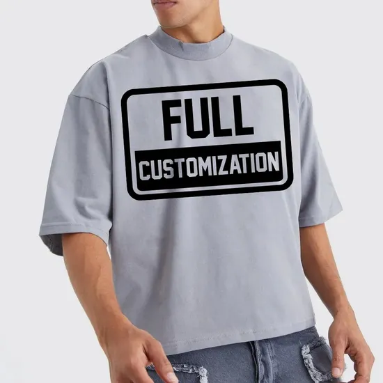 Men′s Tshirt Oversized T Shirt Drop Shoulder Heavyweight Rib Neck Custom Logo Printing Shirt Streetwear Cropped Tshirt for Man