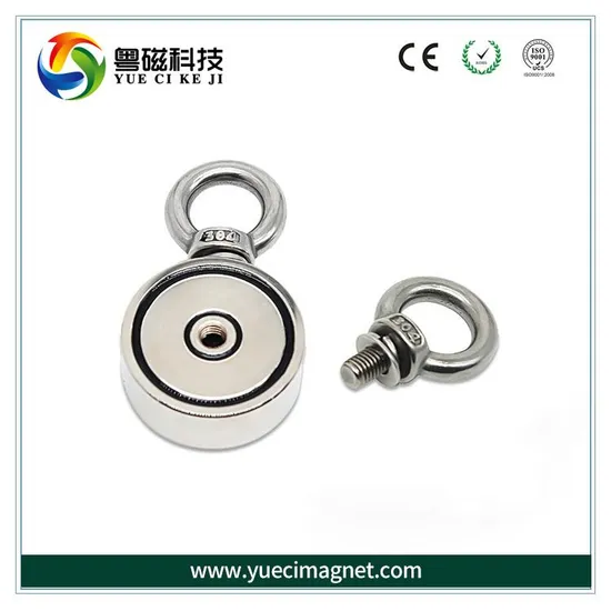 Fishing Neodymium Magnet Super Strong Pull Force Double Sided Pot Magnet Fishing Salvage Magnet with Eyebolt