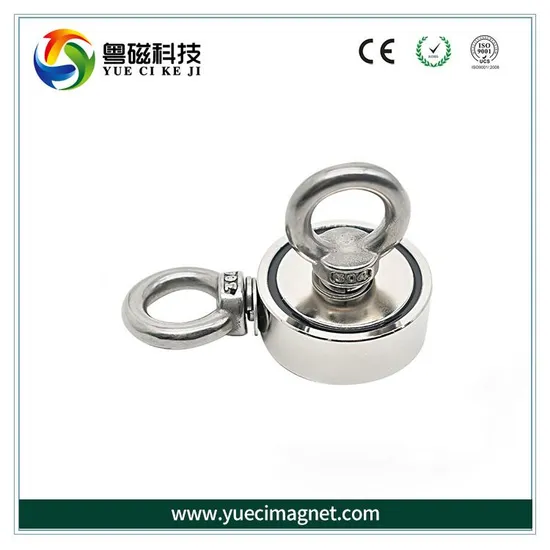 Fishing Neodymium Magnet Super Strong Pull Force Double Sided Pot Magnet Fishing Salvage Magnet with Eyebolt