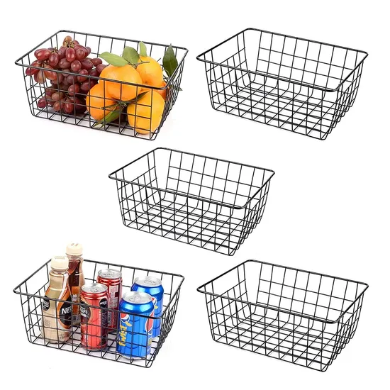 Home Living Room Kitchen Sundry Storage Basket Storage Rack Metal Storage Basket