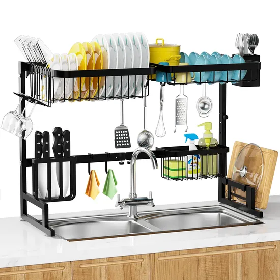 Kitchen Bowl Rack Household Storage Rack Multi-Functional Dish Drain Rack Bowl Chopsticks Storage Box Stainless Steel Storage/Basket Rack Wholesale