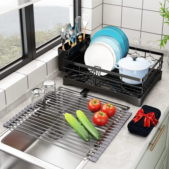 Kitchen Bowl Rack Household Storage Rack Multi-Functional Dish Drain Rack Bowl Chopsticks Storage Box Stainless Steel Storage/Basket Rack Wholesale