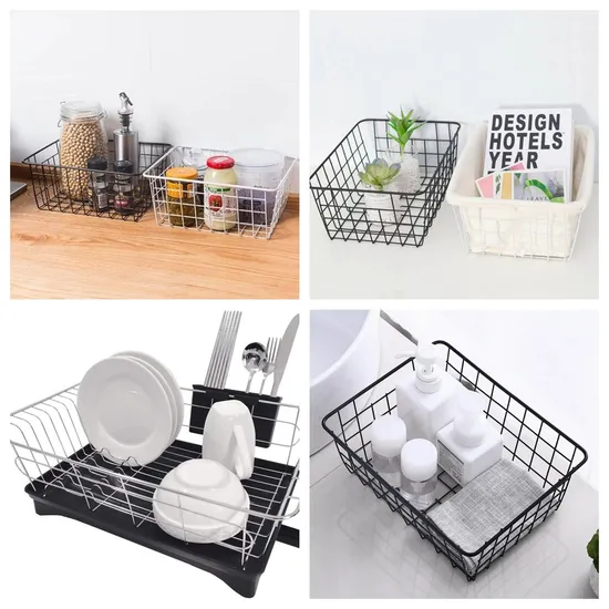 Multipurpose Storage Stainless Steel Metal Baskets Tray Fruit Wire Mesh Baskets