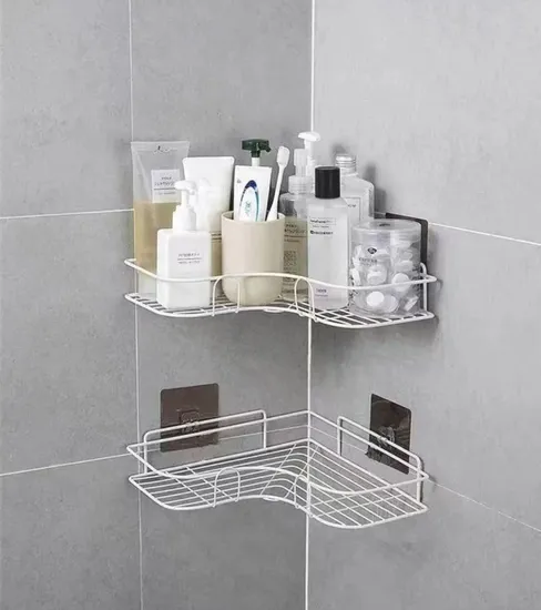 OEM Bathroom Punch Free Iron Storage Shelf Kitchen Triangle Storage Shelf