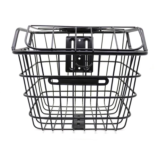 OEM Good Quality Sturdy Bicycle Basket Bike Front Black Spray Wire Basket