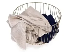 OEM Washing Drying Storage and Finishing Metal Wire Laundry Basket with Linen Cloth