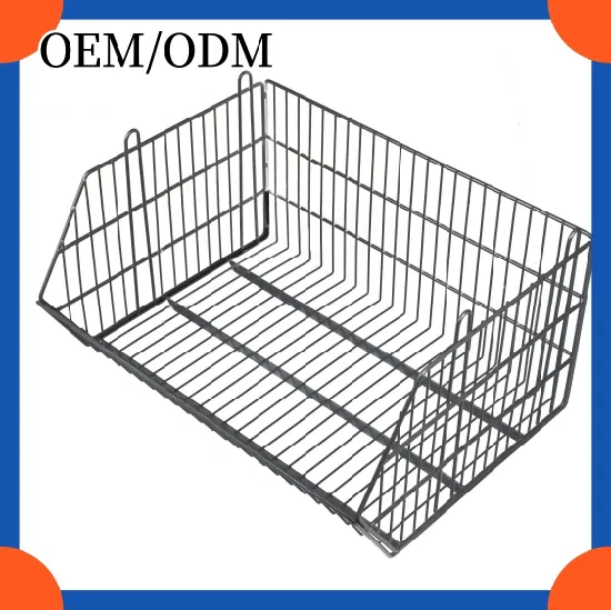 Wire Mesh Stacking Basket Supermarket Storage Rack Snack Fruit Display Shelf