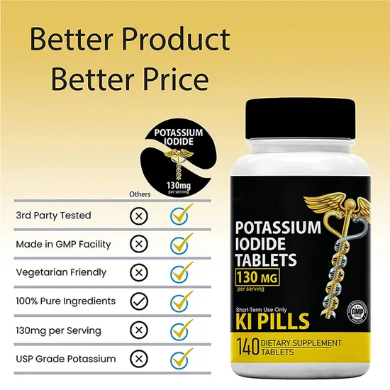 Energy Metabolism and Immune Support Supplement Vegan Organic Potassium Iodide Tablets