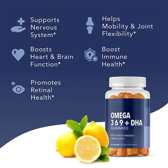 Healthy Heart Support Brain Omega 3 Fish Oil Gummies DHA and EPA