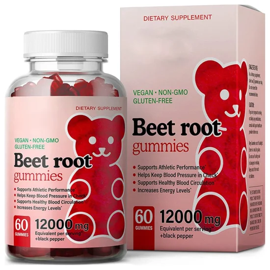 Heart Health and Energy Boot Supplements Organic Vegan Beet Root Gummies with Black Pepper