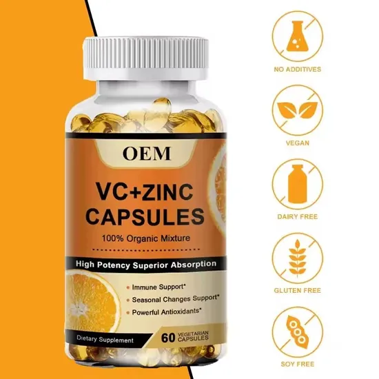 OEM/ODM Antioxidant Protection Vitamin-C and Zinc Supplement Lmmune System Booster Capsules