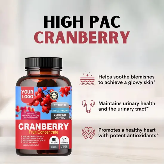 OEM/ODM Natural Cranberry Extract with Vitamins Herbal Supplement Promotes Heart and Urinary Tract Health Capsules