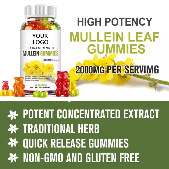 OEM/ODM Natural Extracts Organic Mullein Supplement Support Respiratory System Health Gummies