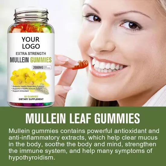 OEM/ODM Natural Extracts Organic Mullein Supplement Support Respiratory System Health Gummies