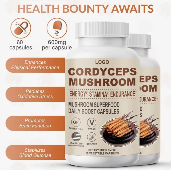 OEM/ODM Organic Herbal Cordyceps Sinensis Mushroom Extract Capsules for Immune Support and Blood Health