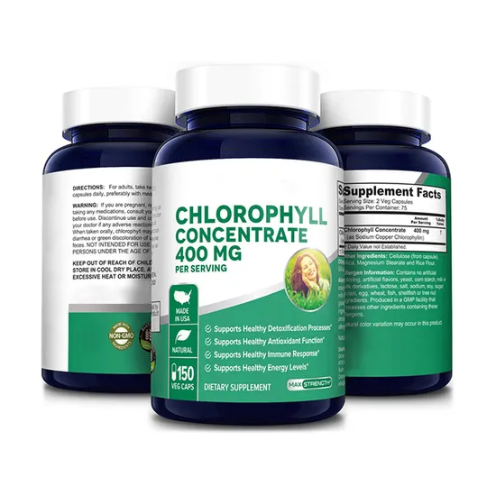 Support Detox and Immune Supplement Natural Organic Body Gut & Skin Chlorophyll Capsules