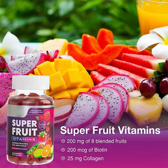 Support Immune Gummy Organic Super Fruit Gummies with Vitamins & Zinc