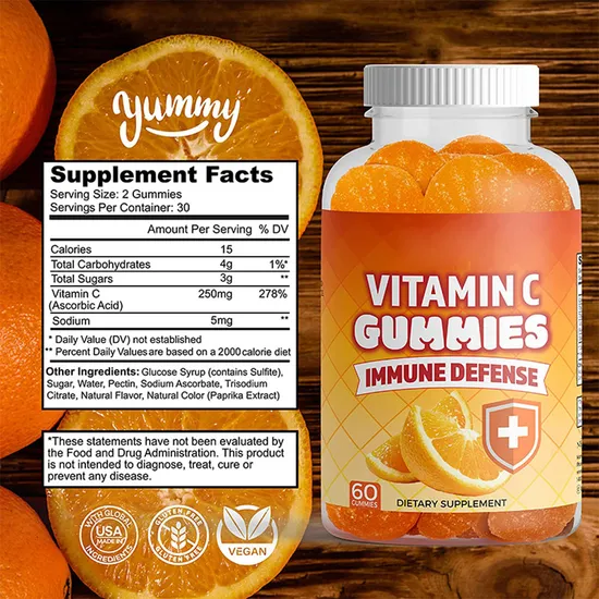 Supports Healthy Immune System Supplements 1000mg Orginic Vitamin C Gummies