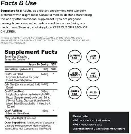 Vegan Phosphatidylserine Supplements with Vitamins & Mineral Organic Nootropic Alpha Brain Capsules