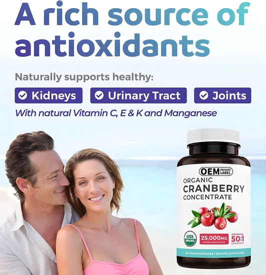 Cranberry Health Supplements for Urinary Tract Health and Kidney Cleansing Cranberry Extract Capsules