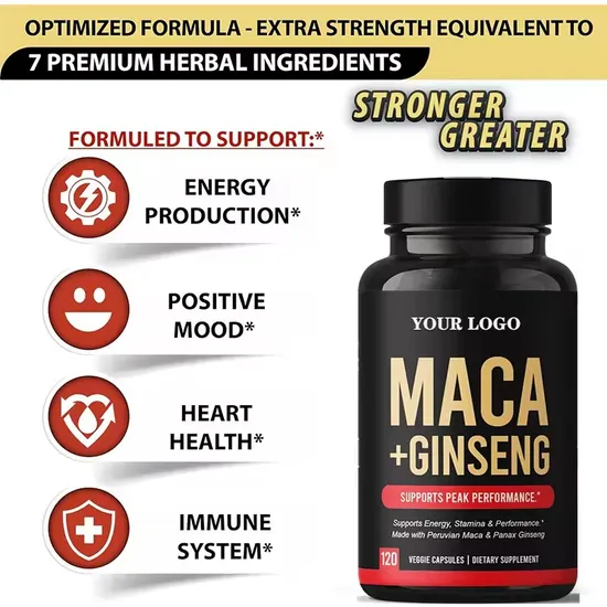 Epimedium Maca Panax American Ginseng Root Extract Capsules for Heart Health and Immune System-Maca Products