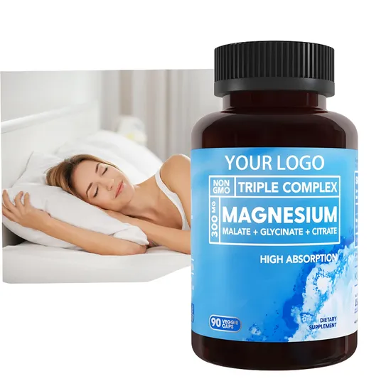 Glycine, Malic Acid and Magnesium Citrate to Support Muscle Relaxation, Sleep, Sedation and Energy Magnesium Complex Capsules