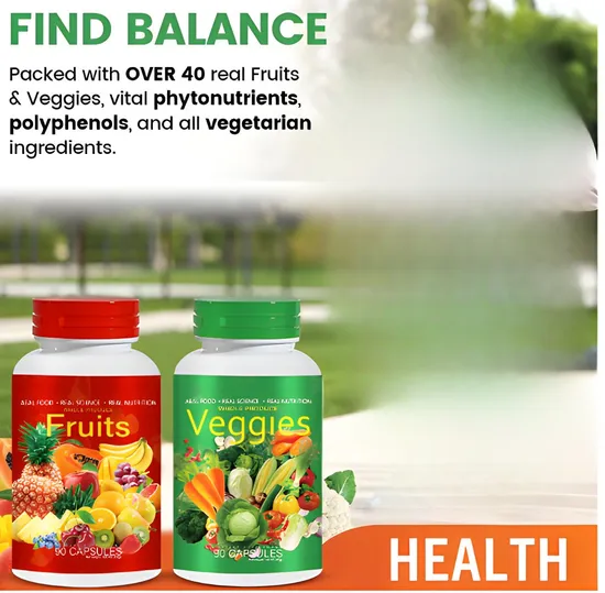 High Quality Fruit Products Capsules Many Different Fruits and Vegetables - Superfoods - Fruit and Vegetable Capsules Vitamin Supplements