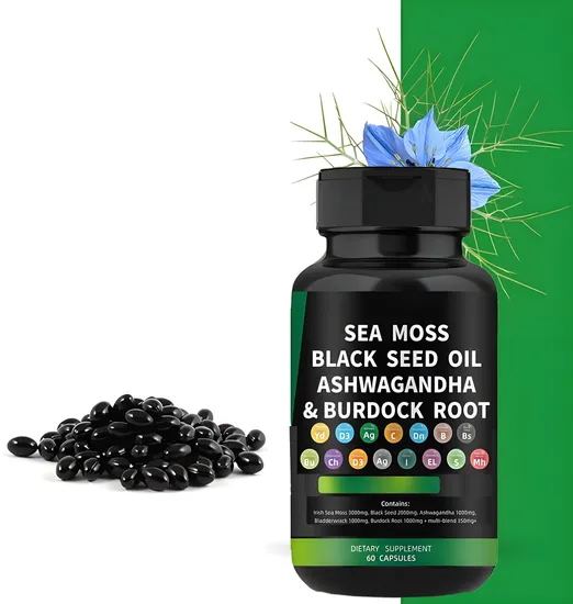 Immune Support Ashwagandha Extract Turmeric Bladderwrack Iodine Chlorophyll Acv Black Seed Oil Seaweed Burdock Capsules