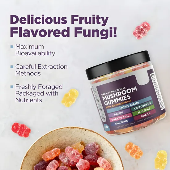 Mushroom Complex Candy Brain Booster Supplement Immune Mushroom Gummies