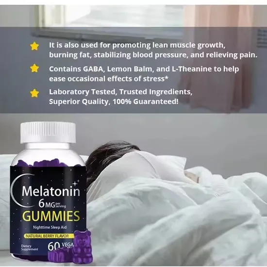 Nighttime Sleep Aid Natural Melatonin Gummies Reducing Symptoms for Premenstrual Syndrome Vitamin